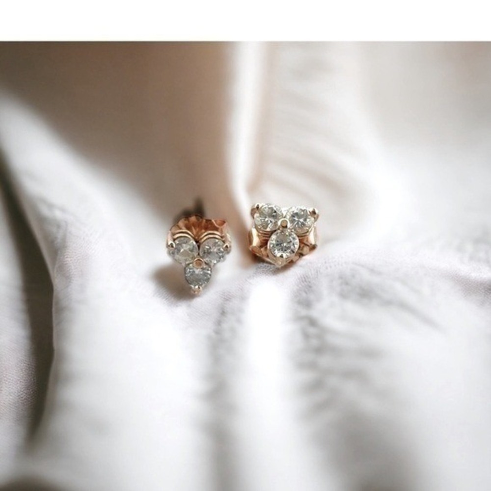 14K Rose Gold 1/3 CTW Natural Diamond Three-Stone Stud Earrings